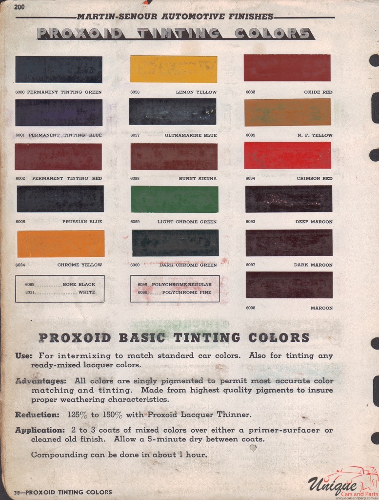 1942 Ford Paint Charts Sherwin-Williams 4